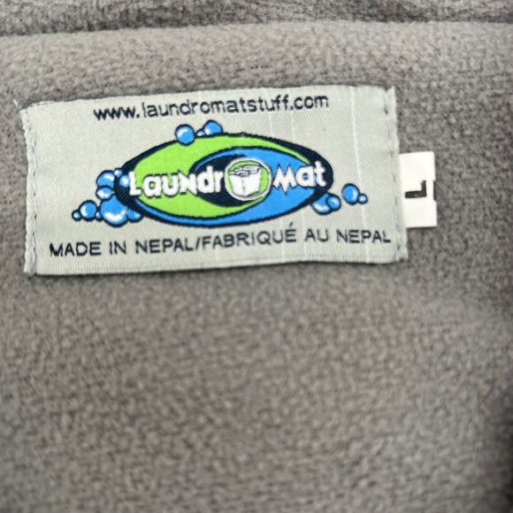 Laundromat Stuff Wool Knit Zip Up Sweater Stripe Fleece Lined - Blue - Picture 3 of 13